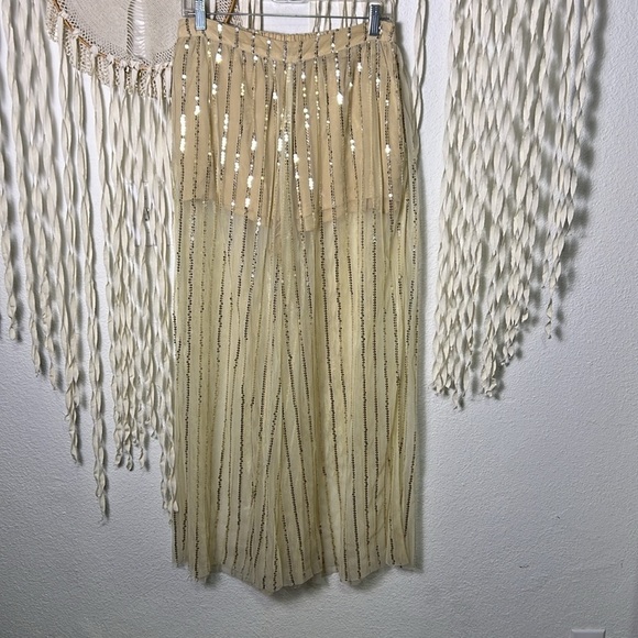 New Romantics | Free People Pull On Sequin Wide Leg Pants with Boy Shorts S - Picture 2 of 11